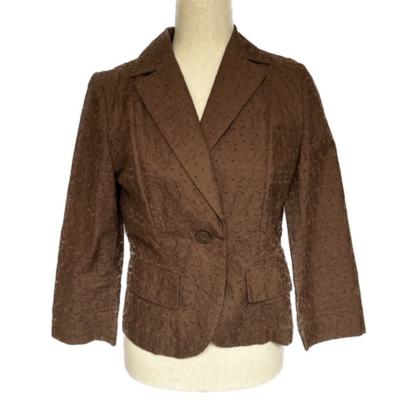 Brown Lace Lightweight Blazer by Apostrophe - Size 6 - Picture 1 of 5